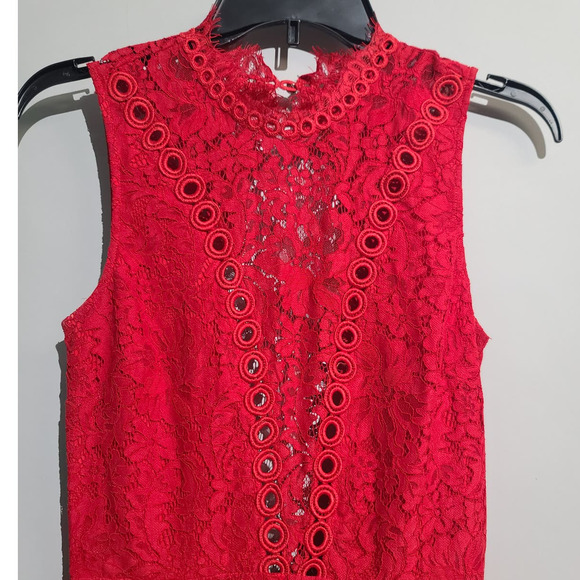 Free People X Saylor Cherie Red Lace Dress Sleeveless Bodycon - Picture 4 of 6